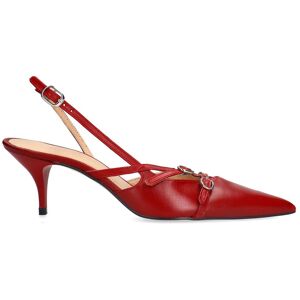Sacha Rode leren slingbacks met gespen rood vrouw 36 Sacha Rode leren slingbacks met gespen rood vrouw 36