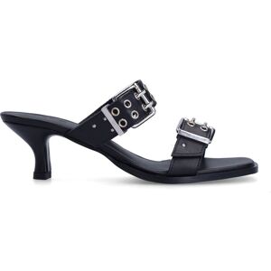 Sacha Zwarte leren muiltjes met hak en buckles zwart vrouw 38 Sacha Zwarte leren muiltjes met hak en buckles zwart vrouw 38