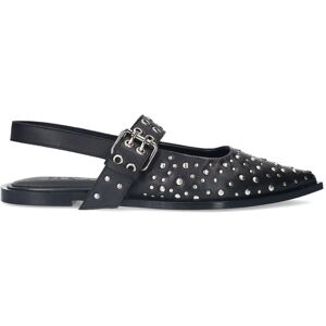 Sacha Zwarte leren slingbacks met studs en gesp zwart vrouw 36 Sacha Zwarte leren slingbacks met studs en gesp zwart vrouw 36