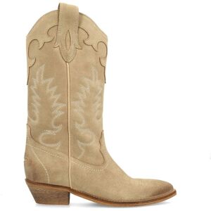 Sacha Beige suède cowboylaarzen met sierstiksels beige vrouw 39 Sacha Beige suède cowboylaarzen met sierstiksels beige vrouw 39
