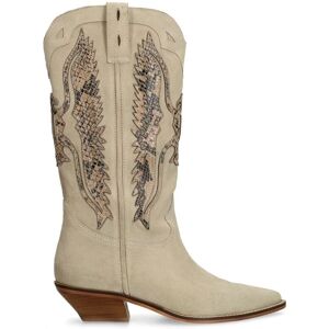 Sacha Beige suède cowboylaarzen met sierstiksels beige vrouw 39 Sacha Beige suède cowboylaarzen met sierstiksels beige vrouw 39
