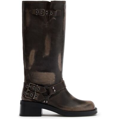 Sacha Greywashed buckle biker boots grijs vrouw 36 Sacha Greywashed buckle biker boots grijs vrouw 36