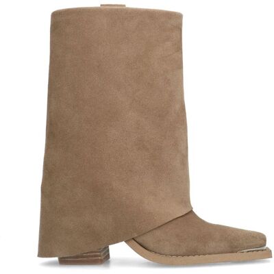 Sacha Beige suède western enkellaarsjes met flap beige vrouw 36 Sacha Beige suède western enkellaarsjes met flap beige vrouw 36
