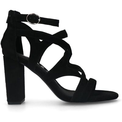 Sacha Zwarte suède opengewerkte sandalen met hak zwart vrouw 36 Sacha Zwarte suède opengewerkte sandalen met hak zwart vrouw 36