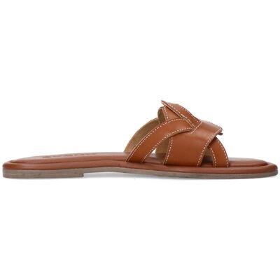 Sacha Cognac leren slippers bruin vrouw 38 Sacha Cognac leren slippers bruin vrouw 38