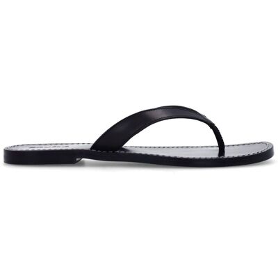 Sacha Zwarte leren teenslippers zwart vrouw 39 Sacha Zwarte leren teenslippers zwart vrouw 39