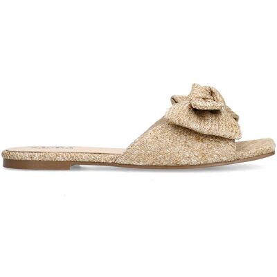 Sacha Beige raffia slippers met strik beige vrouw 37 Sacha Beige raffia slippers met strik beige vrouw 37