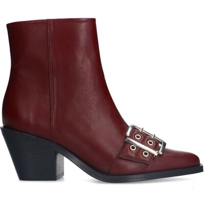 Sacha Bordeaux leren buckle enkellaarsjes met hak rood vrouw 37 Sacha Bordeaux leren buckle enkellaarsjes met hak rood vrouw 37