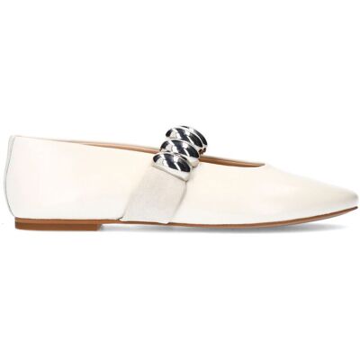 Sacha Off white leren ballerina's met zilverkleurige studs bruin vrouw 36 Sacha Off white leren ballerina's met zilverkleurige studs bruin vrouw 36
