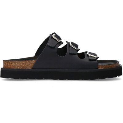 Sacha Zwarte leren slippers met buckles zwart vrouw 37 Sacha Zwarte leren slippers met buckles zwart vrouw 37