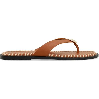 Sacha Cognac leren slippers met goudkleurig detail bruin vrouw 37 Sacha Cognac leren slippers met goudkleurig detail bruin vrouw 37