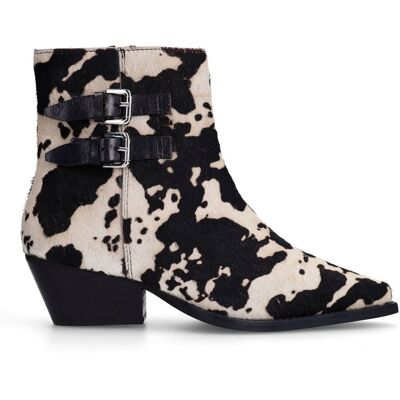 Sacha Cow print western enkellaarsjes zwart vrouw 36 Sacha Cow print western enkellaarsjes zwart vrouw 36