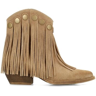 Sacha Beige suède western enkellaarsjes met franjes beige vrouw 38 Sacha Beige suède western enkellaarsjes met franjes beige vrouw 38