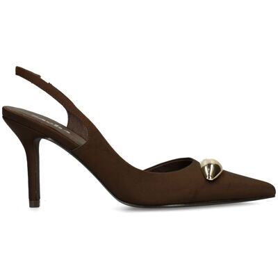 Sacha Bruine slingback pumps met goudkleurig detail bruin vrouw 41 Sacha Bruine slingback pumps met goudkleurig detail bruin vrouw 41