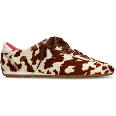 Sacha Cow print sneakers met roze en bruine veters multicolor vrouw 37 Sacha Cow print sneakers met roze en bruine veters multicolor vrouw 37