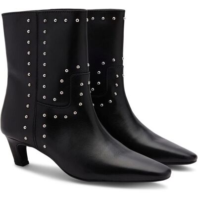 Sacha Zwarte leren enkellaarsjes met zilverkleurige studs zwart vrouw 36 Sacha Zwarte leren enkellaarsjes met zilverkleurige studs zwart vrouw 36