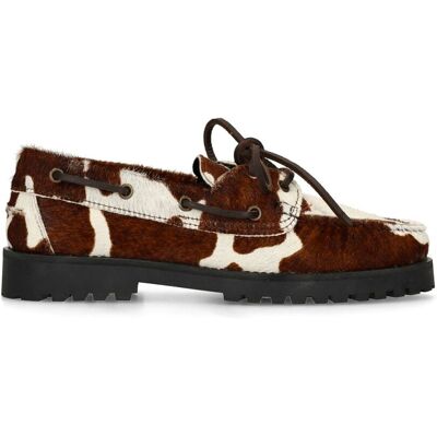 Sacha Bruine cow print veterschoenen bruin vrouw 41 Sacha Bruine cow print veterschoenen bruin vrouw 41