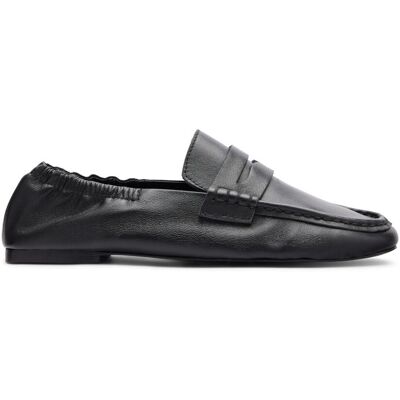 Sacha Zwarte leren loafers met rimpel design zwart vrouw 42 Sacha Zwarte leren loafers met rimpel design zwart vrouw 42