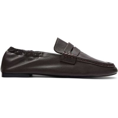 Sacha Bruine leren loafers met rimpel design bruin vrouw 37 Sacha Bruine leren loafers met rimpel design bruin vrouw 37