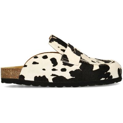 Sacha Cow print pony hair instappers zwart vrouw 36 Sacha Cow print pony hair instappers zwart vrouw 36