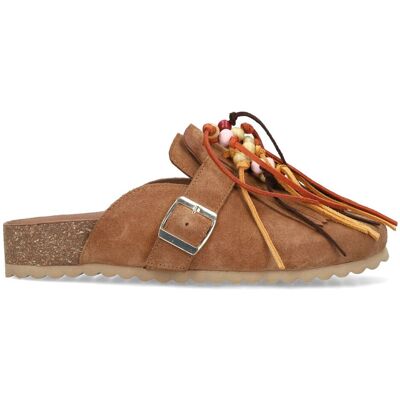 Sacha Cognac suède clogs met franjes bruin vrouw 36 Sacha Cognac suède clogs met franjes bruin vrouw 36