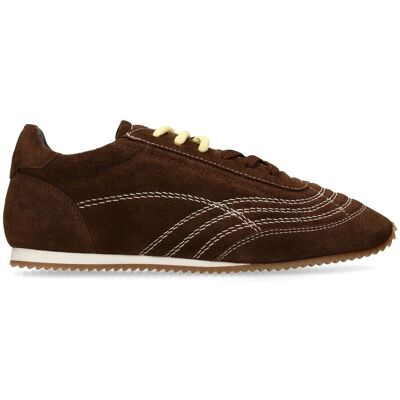 Sacha Donkerbruine suède sneakers met dubbele veters bruin vrouw 36 Sacha Donkerbruine suède sneakers met dubbele veters bruin vrouw 36