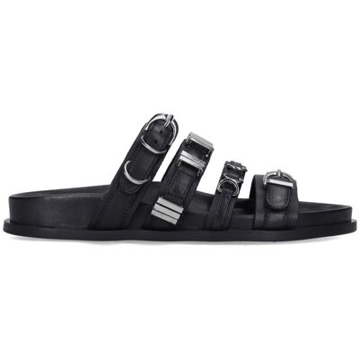 Sacha Zwarte leren slippers met buckles zwart vrouw 37 Sacha Zwarte leren slippers met buckles zwart vrouw 37