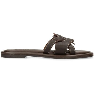 Sacha Bruine leren slippers bruin vrouw 42 Sacha Bruine leren slippers bruin vrouw 42