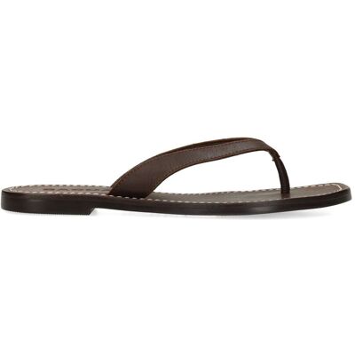 Sacha Bruine leren teenslippers bruin vrouw 37 Sacha Bruine leren teenslippers bruin vrouw 37