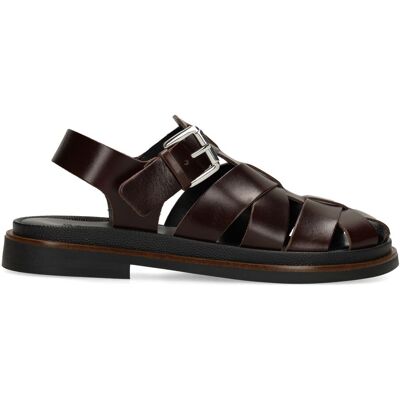 Sacha Donkerbruine leren sandalen bruin vrouw 36 Sacha Donkerbruine leren sandalen bruin vrouw 36