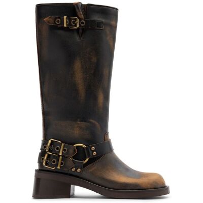 Sacha Brownwashed buckle biker boots bruin vrouw 41 Sacha Brownwashed buckle biker boots bruin vrouw 41