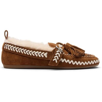 Sacha Cognac suède faux fur loafers bruin vrouw 41 Sacha Cognac suède faux fur loafers bruin vrouw 41