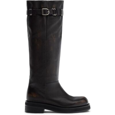 Sacha Brownwashed leren buckle biker boots bruin vrouw 36 Sacha Brownwashed leren buckle biker boots bruin vrouw 36