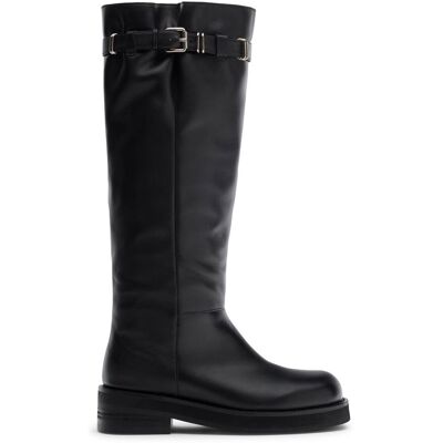 Sacha Zwarte leren buckle biker boots zwart vrouw 37 Sacha Zwarte leren buckle biker boots zwart vrouw 37