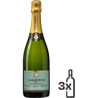 Wijnbeurs Chaudron Brut Grand Cru 'Blanc de Blancs' Champagne (3 flessen) Wijnbeurs Chaudron Brut Grand Cru 'Blanc de Blancs' Champagne (3 flessen)
