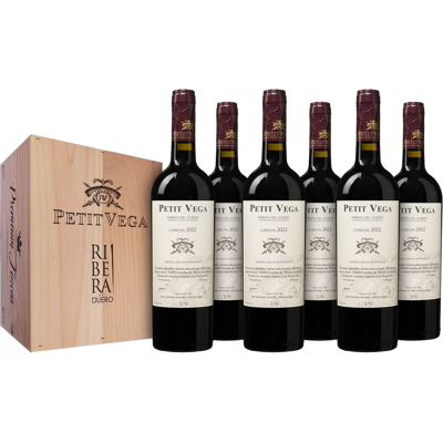Wijnbeurs Petit Vega '18 Meses en Barrica' Ribera del Duero op Kist Wijnbeurs Petit Vega '18 Meses en Barrica' Ribera del Duero op Kist