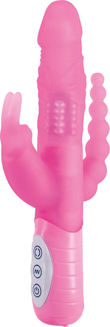 Seven Creations Slanke triple vibrator met roterende kralen E-rabbit