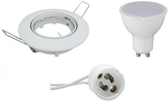 BES LED LED Spot Set - Aigi - GU10 Fitting - Inbouw Rond - Glans Wit - 8W - Helder/Koud Wit 6400K - Kantelbaar Ø82mm