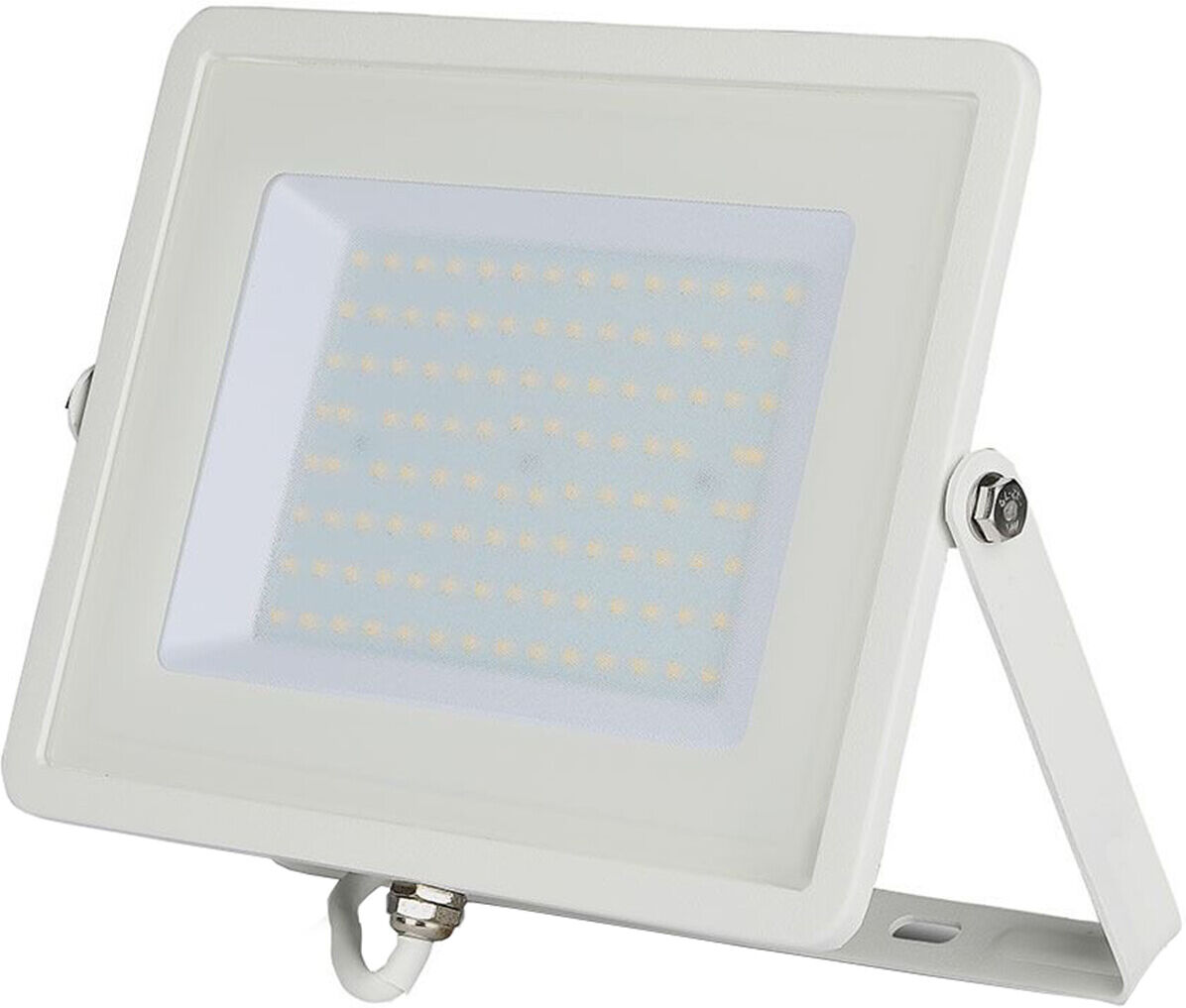 BES LED LED Bouwlamp 100 Watt - LED Schijnwerper - Viron Hisal - Warm Wit 3000K - Waterdicht IP65 - Mat Wit - Aluminium - SAMSUNG LEDs