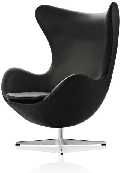 Fritz Hansen Egg Chair fauteuil zwart Aura leder