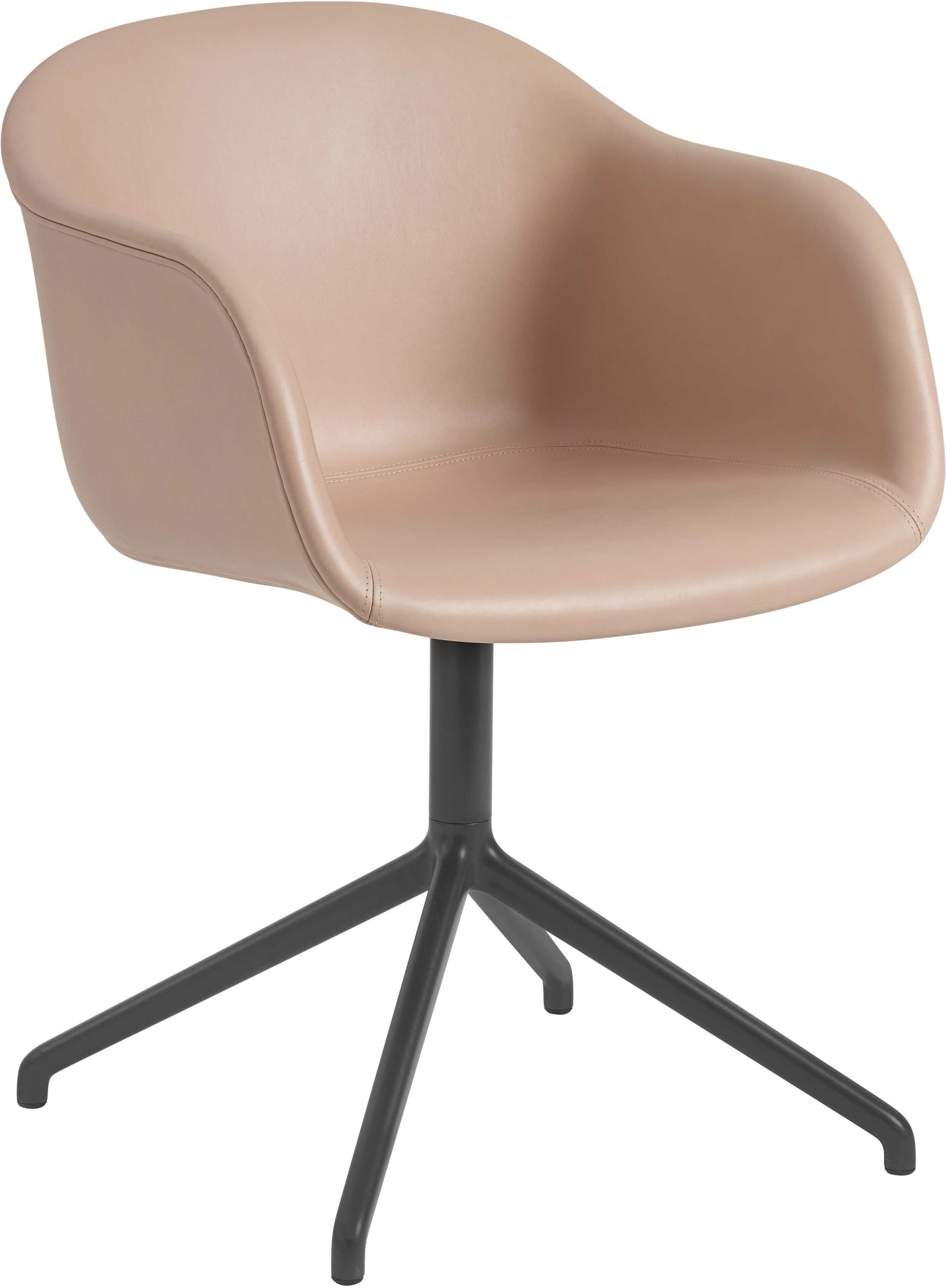 Muuto Fiber Swivel stoel Refine leer beige