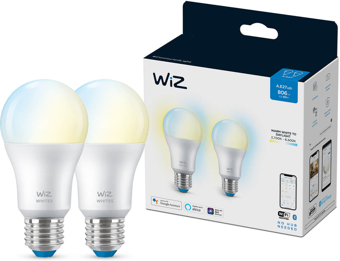 WiZ lamp - Wi-Fi - wittinten - A60/E27 (2-pack)