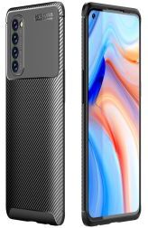 Geen Oppo Reno 4 Pro 4G Hoesje TPU Carbon Fiber Zwart