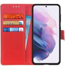 Geen Samsung Galaxy S21 Plus Hoesje met Pasjes Book Case Kunstleer Rood