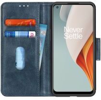 Geen OnePlus Nord N100 Hoesje Portemonnee Crazy Horse Book Case Blauw