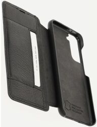 Minim Samsung Galaxy S21 Hoesje Echt Leer Book Case Zwart