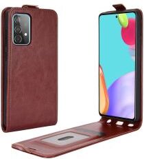 Geen Samsung Galaxy A52 / A52S Hoesje Verticale Flip Wallet Case Kunstleer Bruin