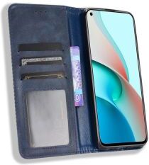 Geen Xiaomi Redmi Note 9T Portemonnee Hoesje Vintage Look Kunst Leer Blauw