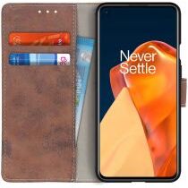 Geen OnePlus 9 Pro Hoesje Vintage Portemonnee Book Case Bruin