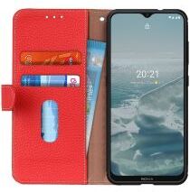 Geen Nokia 6.3 / G10 / G20 Hoesje Portemonnee Book Case Echt Leer Rood